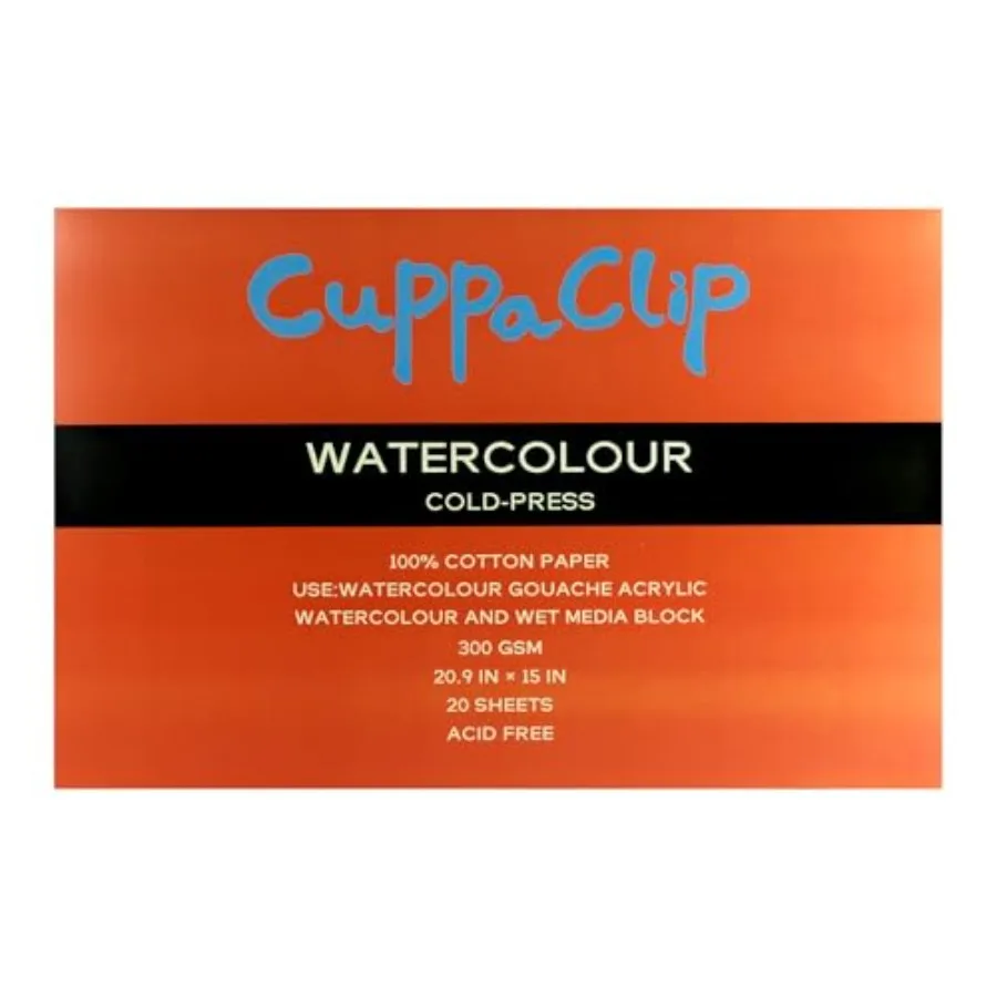 

Блок акварельной бумаги из чистого хлопка, 300 г/м², 140 фунтов, безкислотный, 20 листов, для акварельной живописи (холодный пресс, 20,9×15 дюймов)