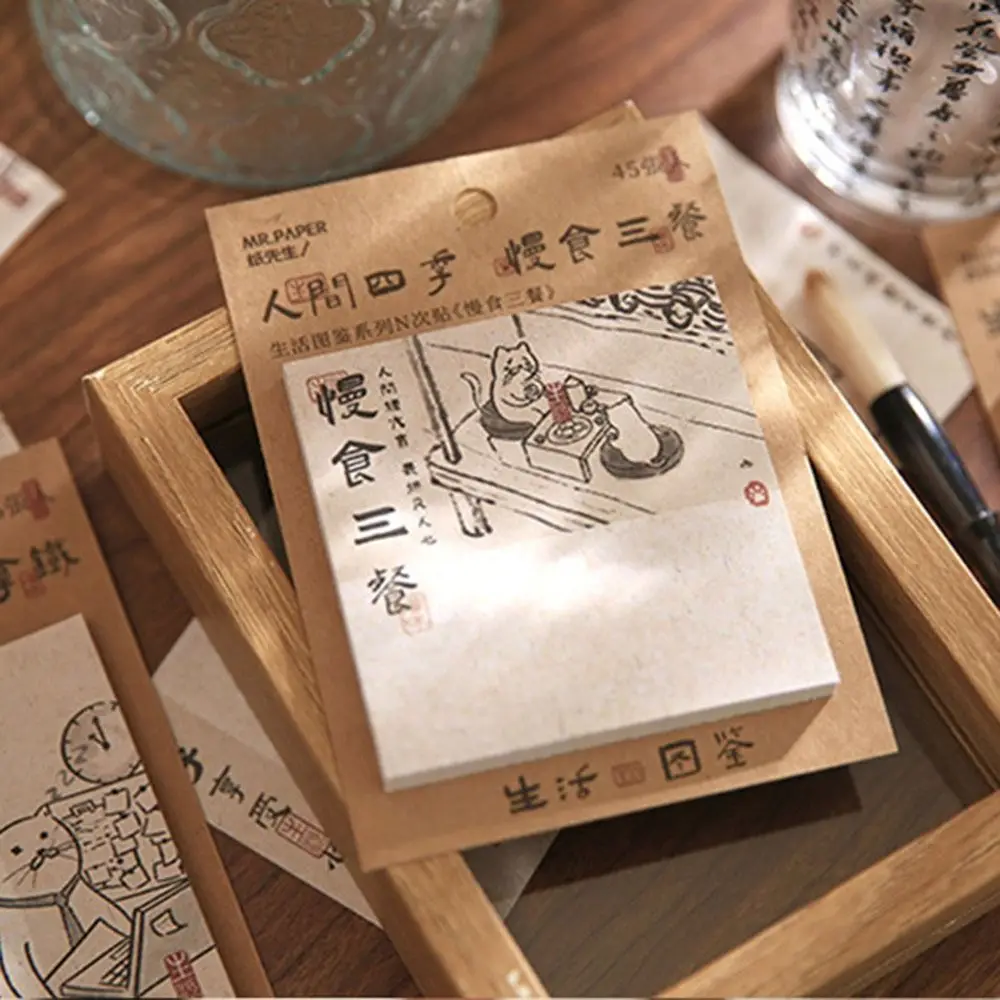 Fun Hand-Drawn Kitten Memo Office Note Notes Student Stationery Message Notes Office