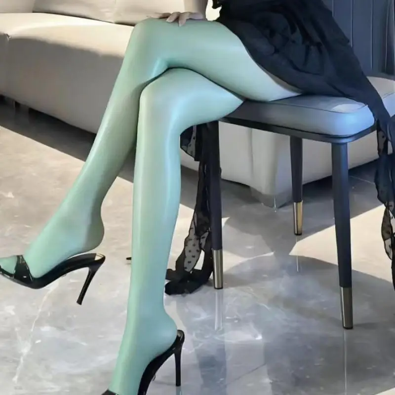 5pcs Large Size 50-90kg Wholesale Ladies Oil Pantyhose Shiny Spring Summer Slim Aurora Bottoming Stockings Silky Breathable