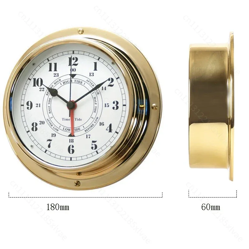 Nautical Brass Porthole Tide Clock, Vintage Maritime Navigation Wall Decor, Home Wall Ornament for Sailing Enthusiasts