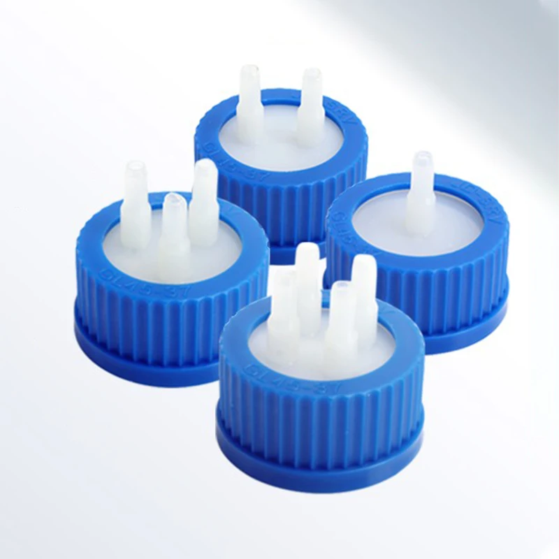 

GL45 feeding bottle cap PP plastic 1/2/3/4 mouth reactor feeding bottle adapter cap blue mobile phase cap