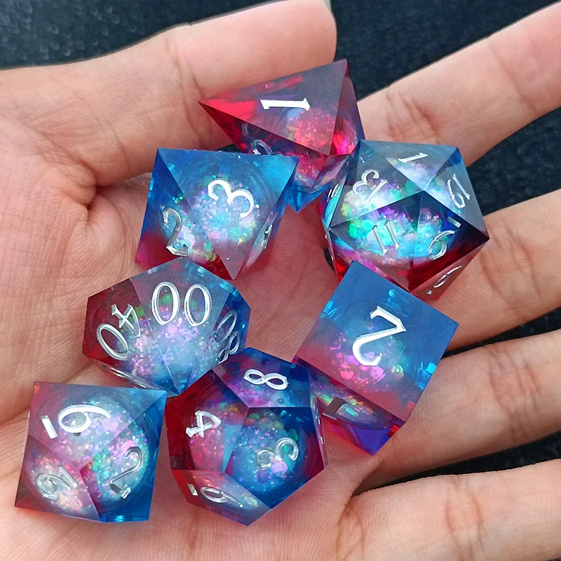 

Resin Edge Dice set Liquid Core Dice D20 D6 for Dragon and Dungeon Role Playing and TRPG Board Game DND Dice set Resin Cube