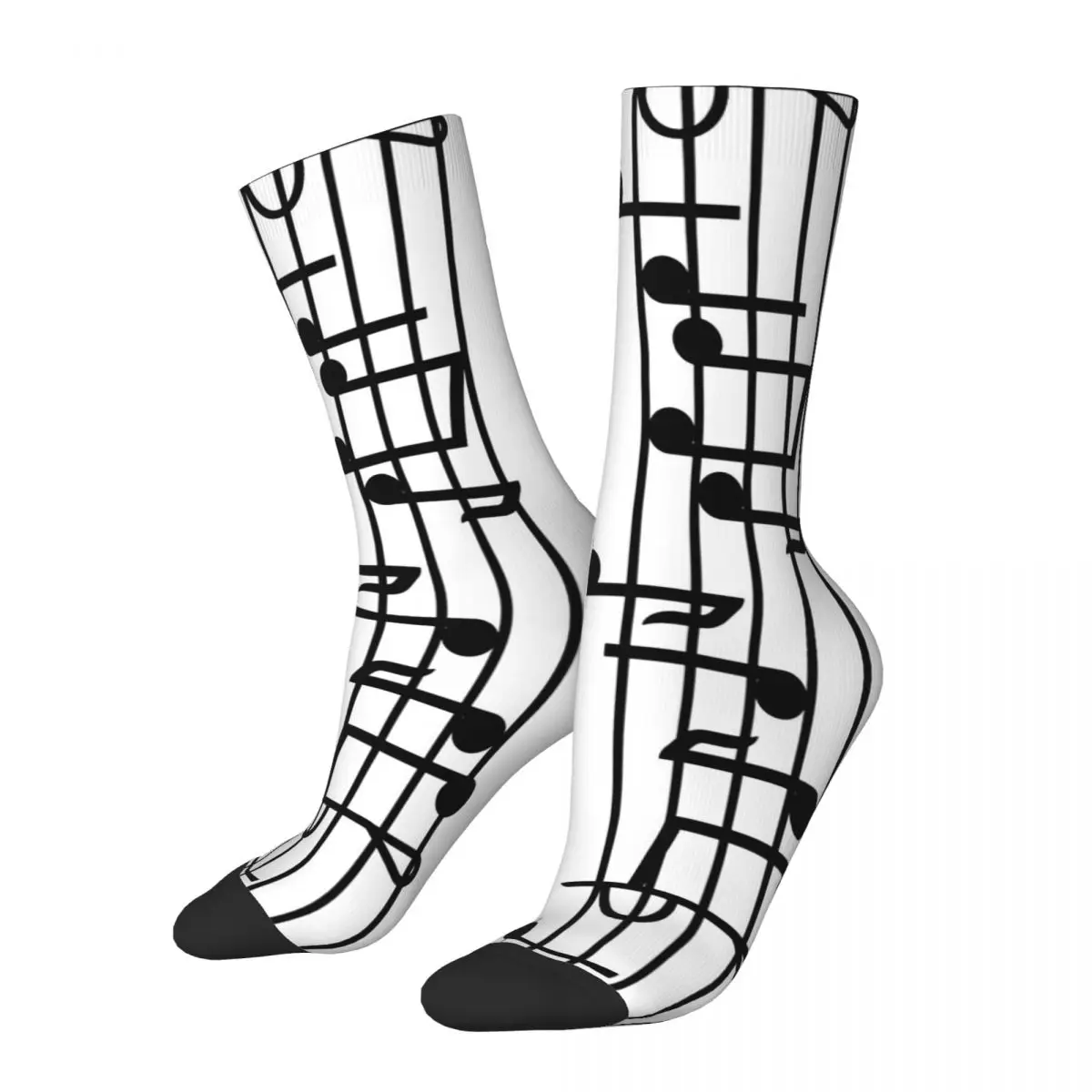 Funny Crazy Sock for Men Musical Note Hip Hop Vintage Interesting Note Happy Quality Pattern Printed Boys Crew compression Sock