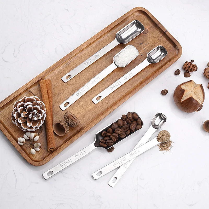 6 pcs Stainless Steel Measuring Spoons Teaspoon Tablespoon Easy clean Rustproof with Clear Engraved Marks
