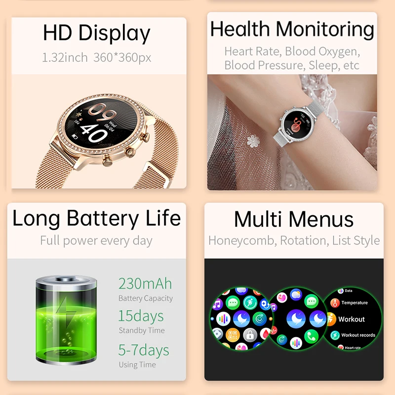 LIGE 2025 Bluetooth Call Smart Watch Women Custom Dial Watches Sports Fitness Tracker Smart Bracelet Heart Rate Smartwatch Lady