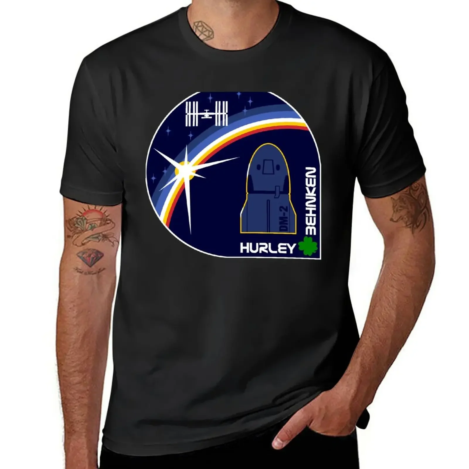 

SpaceX Crew Dragon DM-2 Mission Patch T-Shirt quick-drying plus size tops oversizeds t shirts men