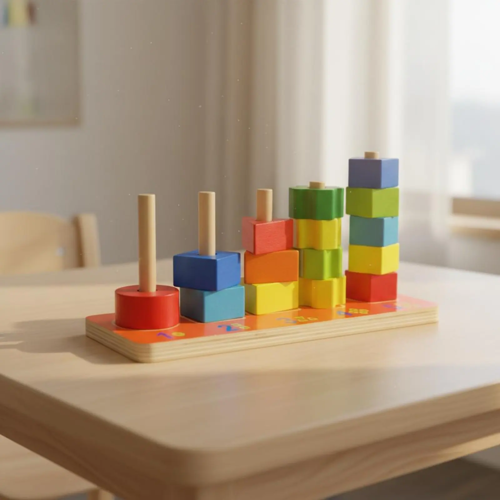 Wooden Geometric Shape Sorter High-Quality Wood Color and Shape Sorting Game Shape Sorter Counting Toy Paint for Playroom