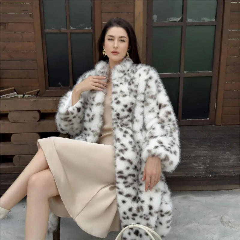 Fur mixed coat velvet long and elegant coat