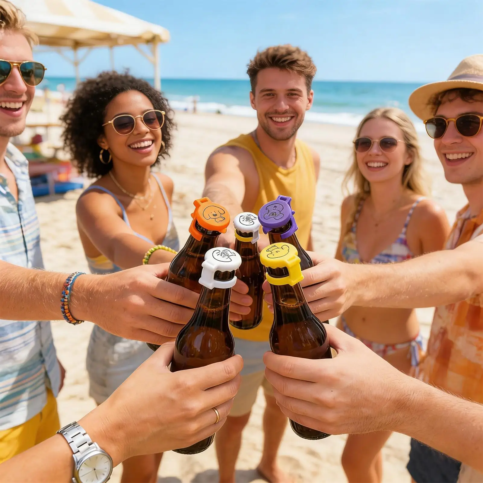 

Bottle Caps 6 Pieces Soda Marking Lids With Animal Pattern Leak Proof Bottle Caps For Home Party Gathering Travel Outdoor