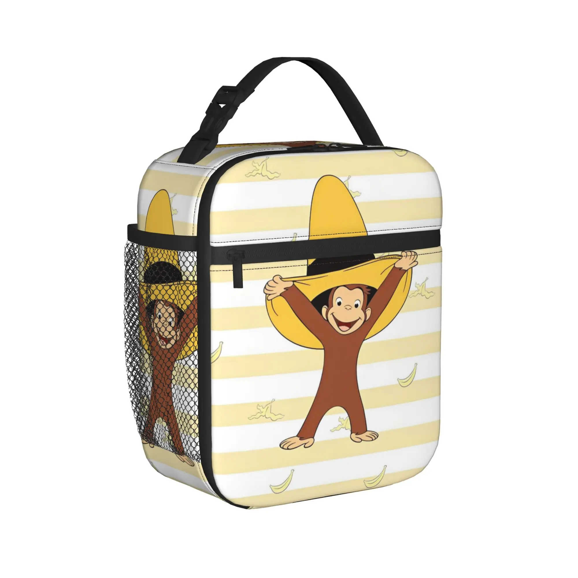 Curious George Monkey Banana Insulated Lunch Bag High Capacity Cartoon Lunch Container Thermal Bag Lunch Box Tote Bento Pouch