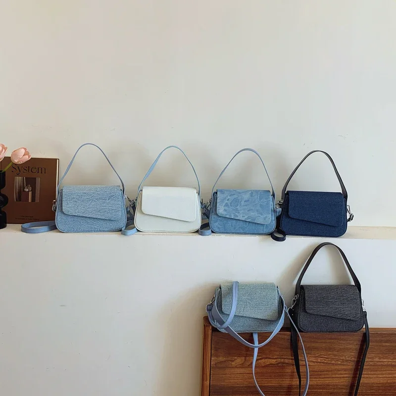 Casual Denim kwadratowe torby na ramię i Crossbody Retro klasyczny styl projektanta torby damskie pod pachami 2024 moda nowa wysoka jakość