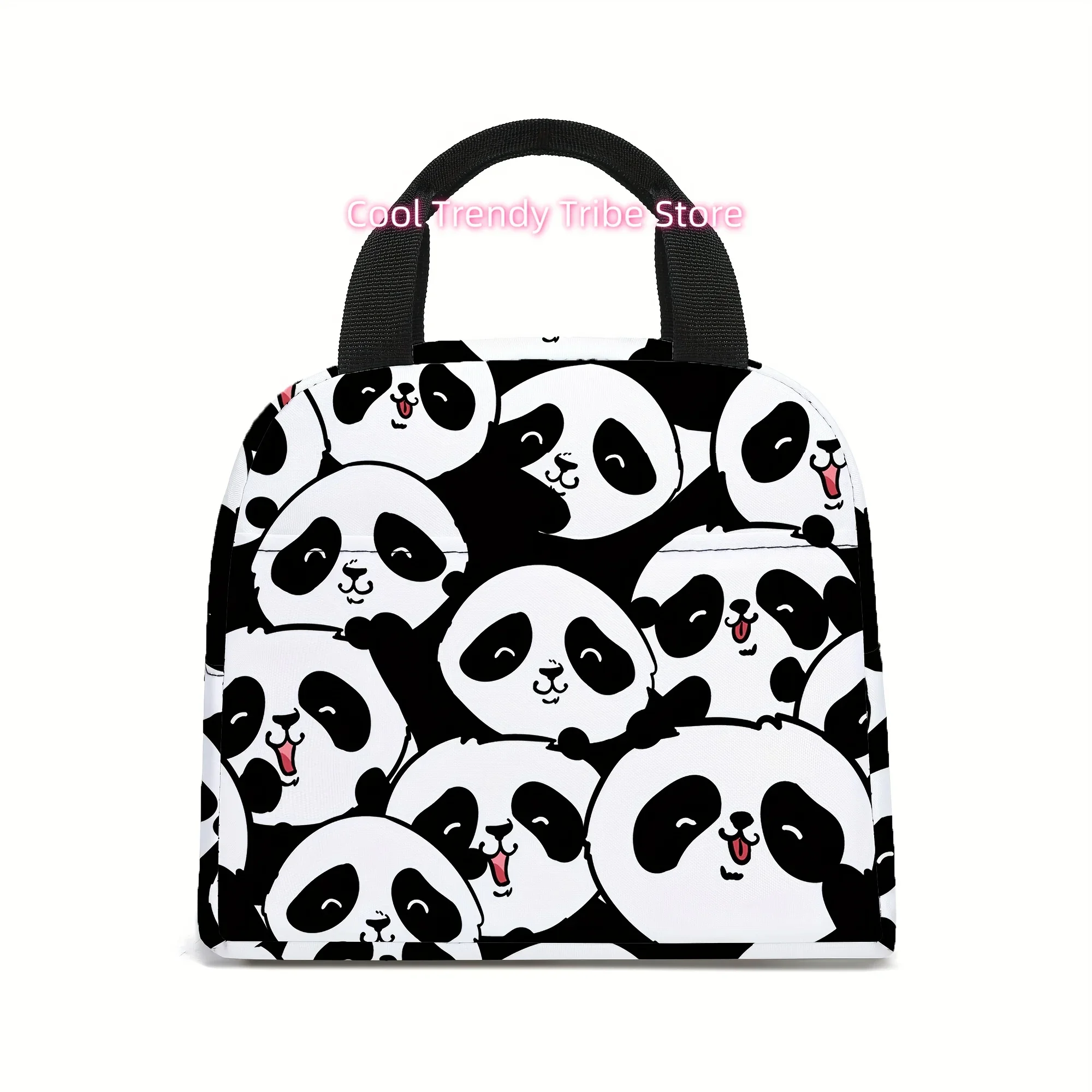 Insulated Tote for Lunch, Panda Design, Versatile Bag for Meals, Gender-Neutral, Ideal for Work, Travel, And Outdoor Eating, Non