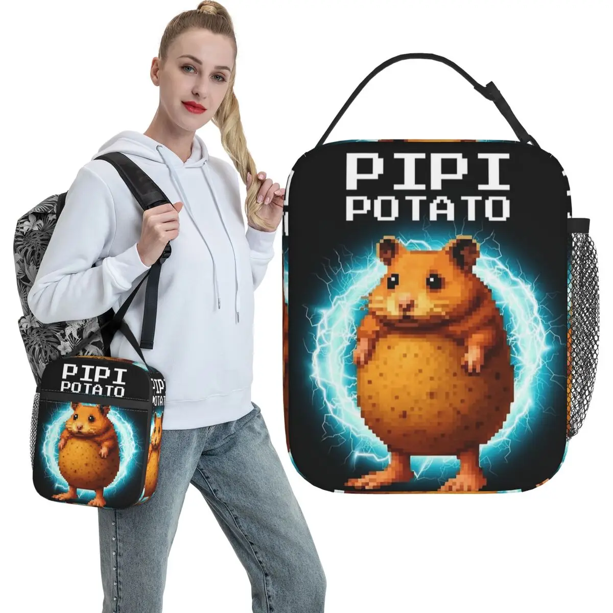 Pipi Potato Italian Brainrot Meme Lunch Bag Portable Lunch Box Men Travel Graphic Cooler Bag Cute Oxford Thermal Lunch Bags