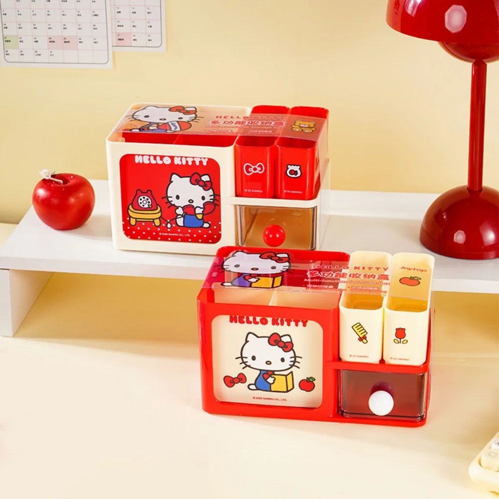 Portalápices Sanrio Mark genuino, organizadores de escritorio de Hello Kitty, estantes, papelería de escritorio, estantería, caja de almacenamiento para el hogar y la Oficina, regalos