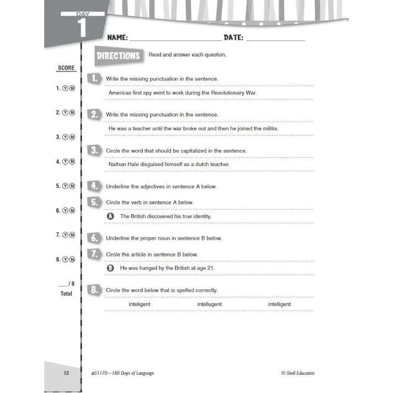 180 يومًا من اللغة للصف الخامس Suzanne I Barchers Shell Education 9781425811709 كتاب
