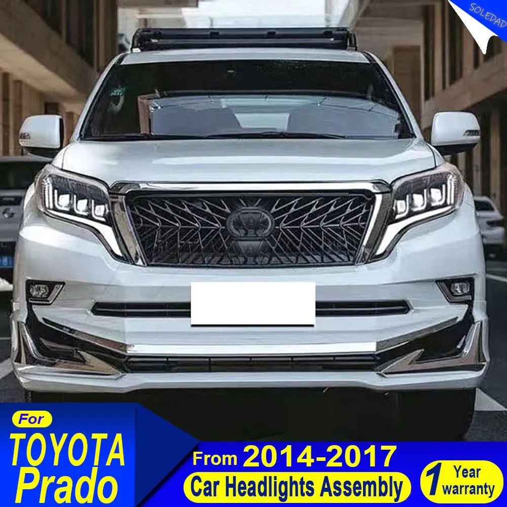

Автомобильные фары, аксессуары для Toyota Prado, фара 2014-2017, фара Prado, DRL, указатель поворота, ближний свет, линза проектора