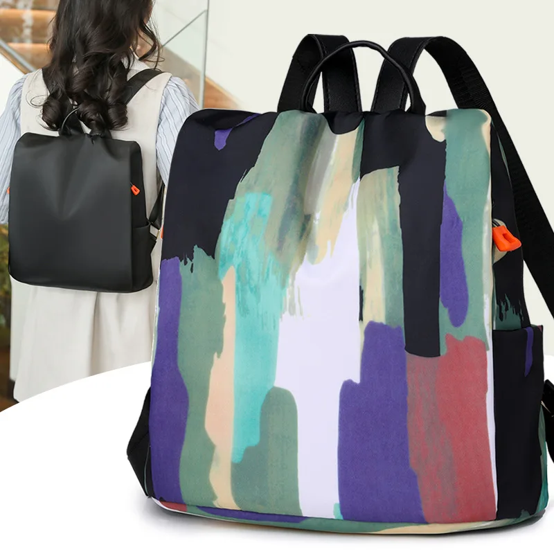 2024 new splashed ink painted casual backpack with three functions and large capacity travel bag schoolbag