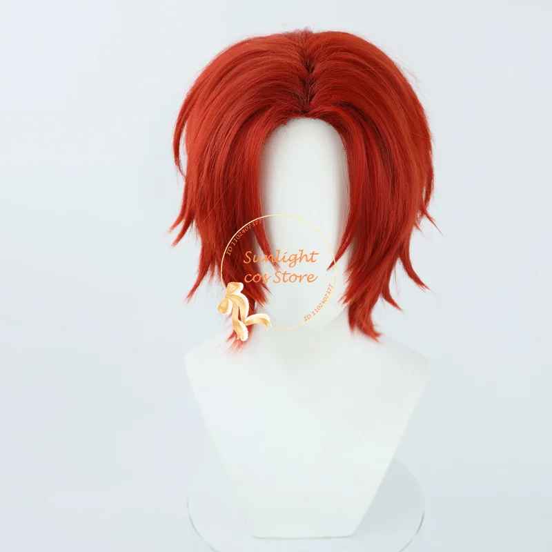 Peluca de Cosplay de Anime Shanks para hombres, parte Media Roja, pelucas cortas, cabello sintético resistente al calor, Peluca de fiesta de Halloween + gorro de peluca