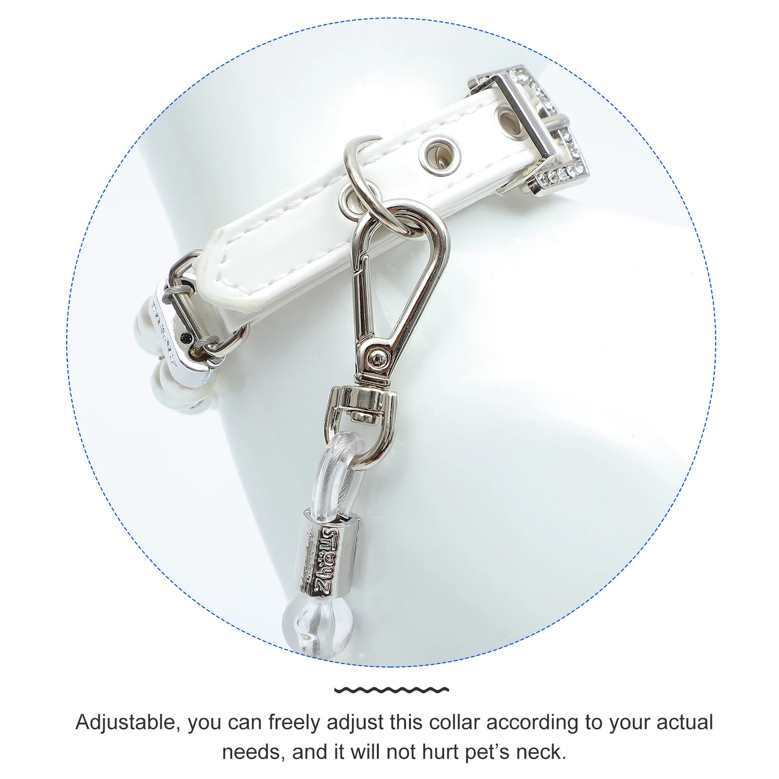 

2Pcs Adjustable Pet Dog Pearls Collar and Leash Set Flexible Dog Neckwear for Outdoor Running Training Daily Comfort Wear