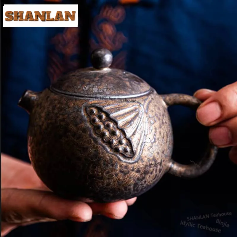 200ml Gilt Iron Glaze Xishi Teekanne, elegante Teekanne mit Filter, Haushalts-Teekocher mit Sieb, chinesische Teekanne für Tee-Ornamente
