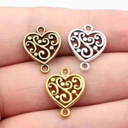 WYSIWYG 20pcs 19x15mm 3 Colors Filigree Heart Flower Connectors Charm Pendant Jewelry Making Findings Accessories