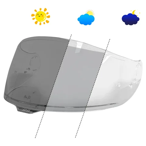 Фотохромные визоры для шлема Shoei GT AIR 3 GT-AIR3 CNS-1C, которые автоматически затемняются и затемняются обратно, защищая лицо от солнца.