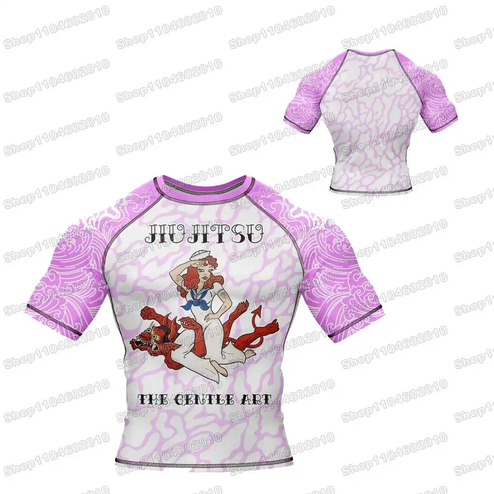 Demon Break WWF Wrestling  Rash Guards Surfing Jersey Beach Shirts Swimwear Diving Gym Shorts MMA BJJ Men Jiu Jitsu Fitness Sets