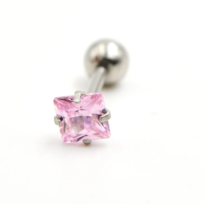 Edelstahl-Ohrstecker mit Schraubverschluss, 3 mm, quadratische Zirkonia, klassischer Stil, goldfarbene IP-Beschichtung, verblasst nicht leicht, allergiefrei. – Detail 9