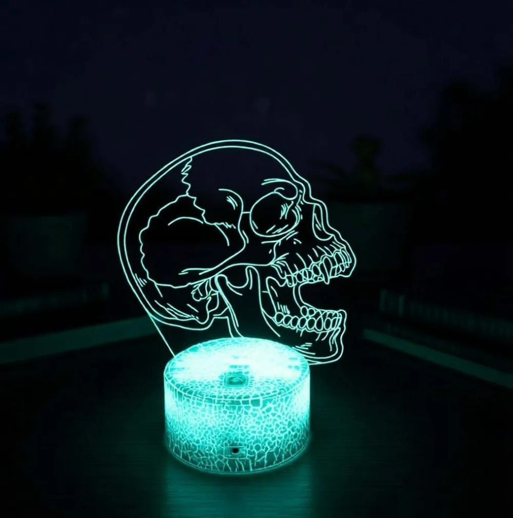 Nighdn Halloween Skull 3D Illusion Lamp 7 Color Changing Nightlight for Home Bedroom Decor Holiday Party Gift for Kids Men