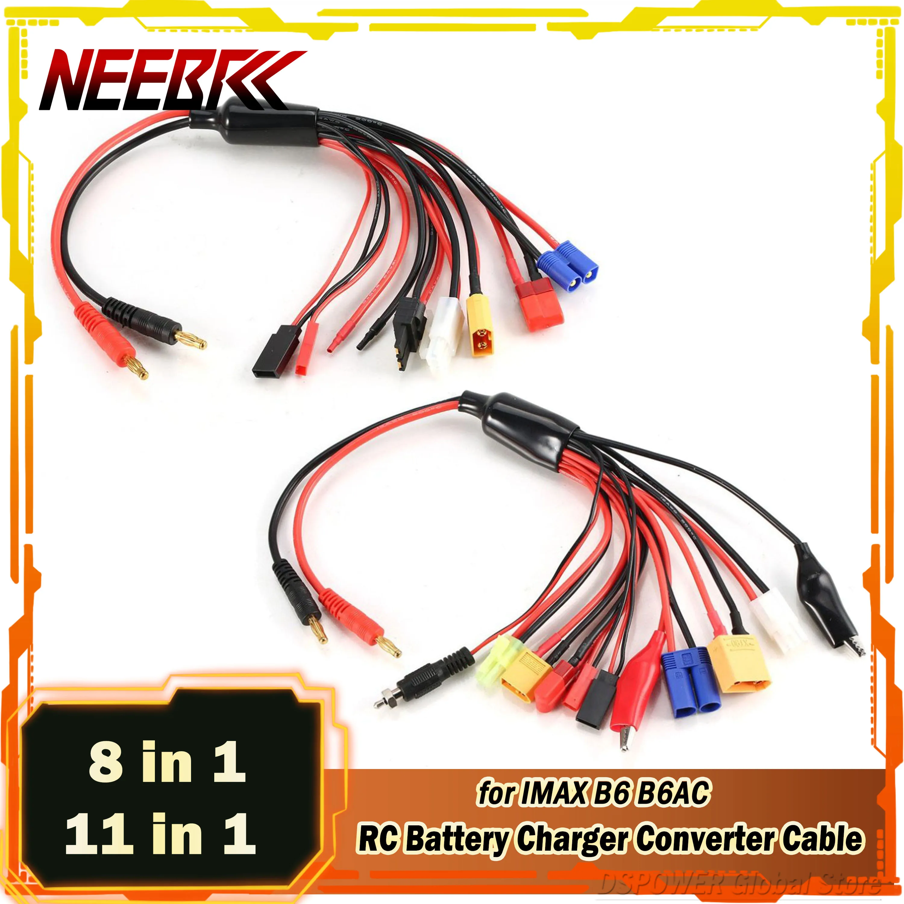 

8 in 1/ 11in1 RC Multi Charger Converter Cable Lipo Battery Adapter 4.0mm Banana T/XT60/Tamiya Plug for IMAX B6 B6AC Model Car