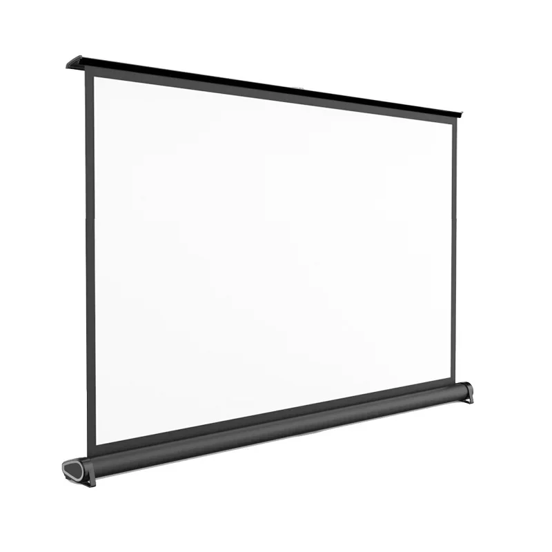 50'' Portable Projector Screen Tabletop Screen HD 16:9 Projection Pull Up Foldable Stand for Camping Business