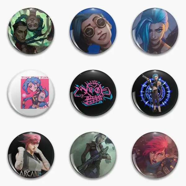 Arcane Jinx Sisters And Vi Logo The Last Soft Button Pin Customizable Hat Clothes Metal Jewelry Gift Collar Badge Decor Cartoon