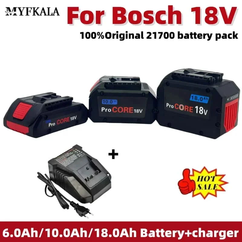 

NEW 18V ProCORE 18000mAh For Bosch 18V Cordless Tool BAT609 BAT618 GBA18V80 Replacement Battery-21700 Electric Cell With charger