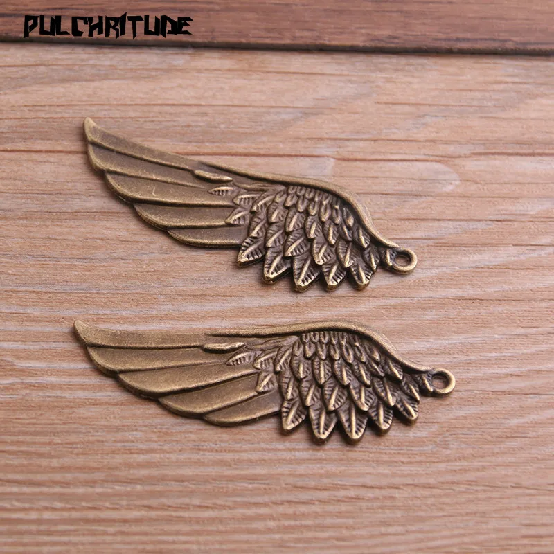 10 Styles Vintage Bronze Metal Small Big Wings Feather Charms For Jewelry Making Diy Zinc Alloy Mix Animal Pendant