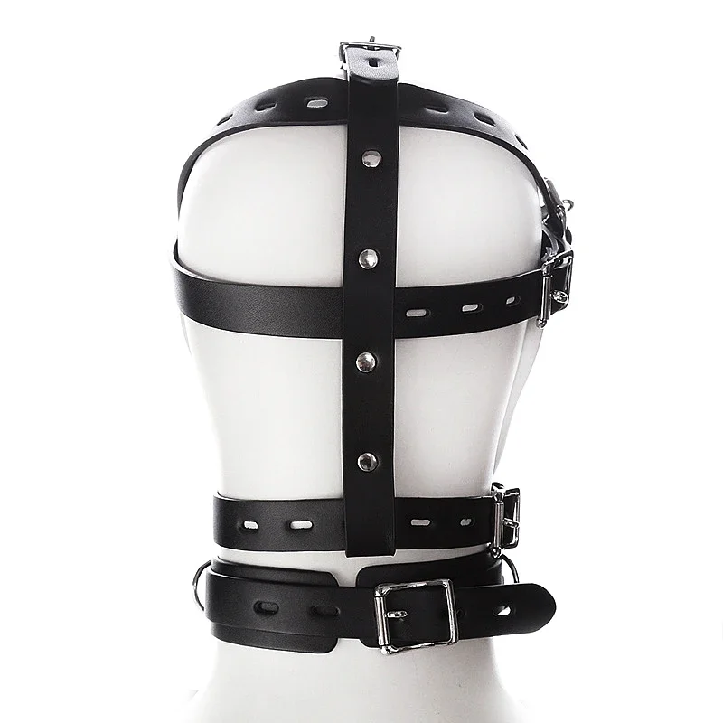 Erwachsene Sexy PU Leder Harness Maske Fetisch Verband Kopf Masken Haube Halloween Party Cosplay Spiele Aushöhlen Haube Männer Gesichtsmaske