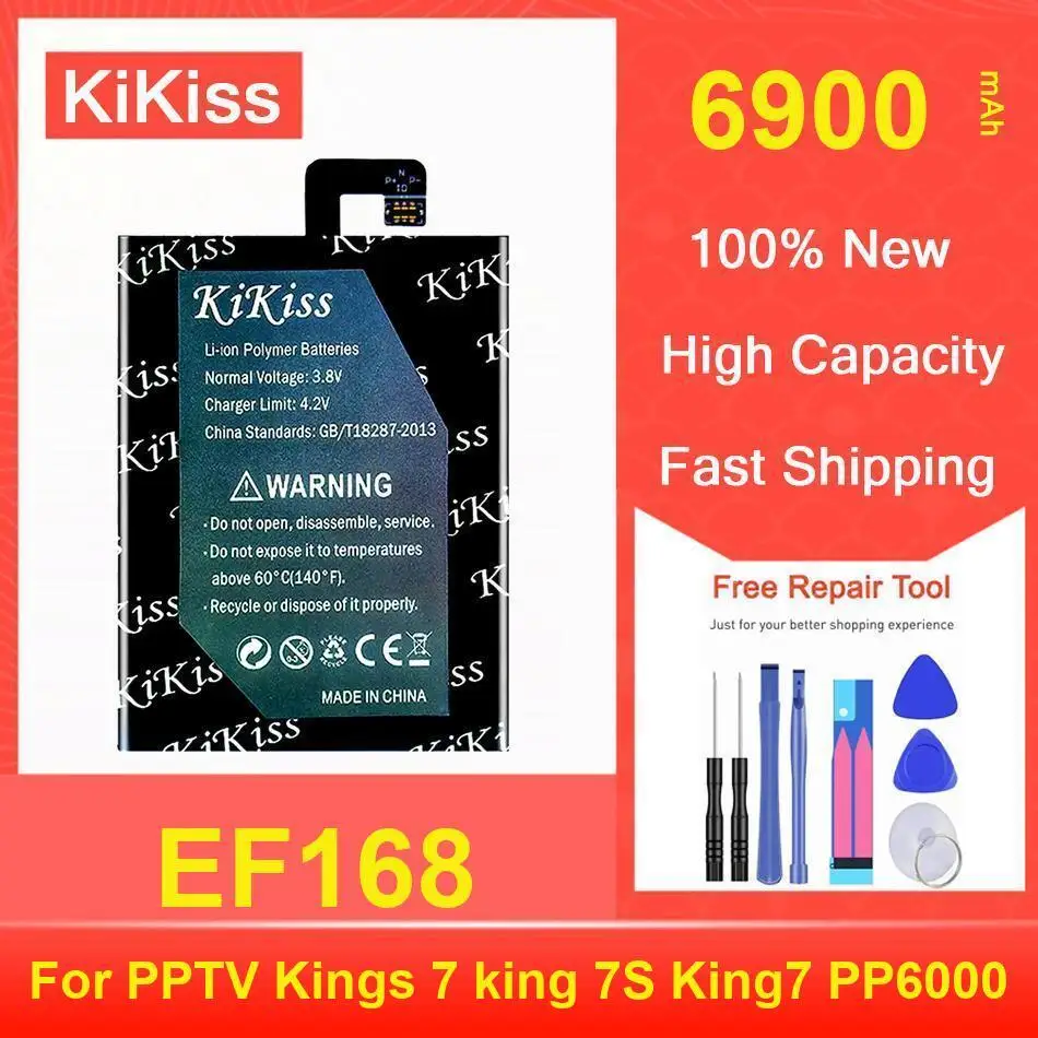 Аккумулятор Kikiss 6900 мАч EF168 для PPTV Kings 7 King 7S King7 PP6000 Аккумулятор Kikiss 6900 мАч EF168 для PPTV Kings 7 King 7S King7 PP6000