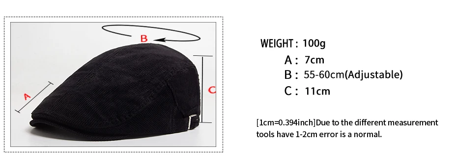 Männer Mode Cord Baskenmütze Frühling Herbst Dicke Warme frauen Flachen Hut Vintage Casual Zeitungsjunge Mütze Unisex Mode Vorne Hinten tragen – Detail 3