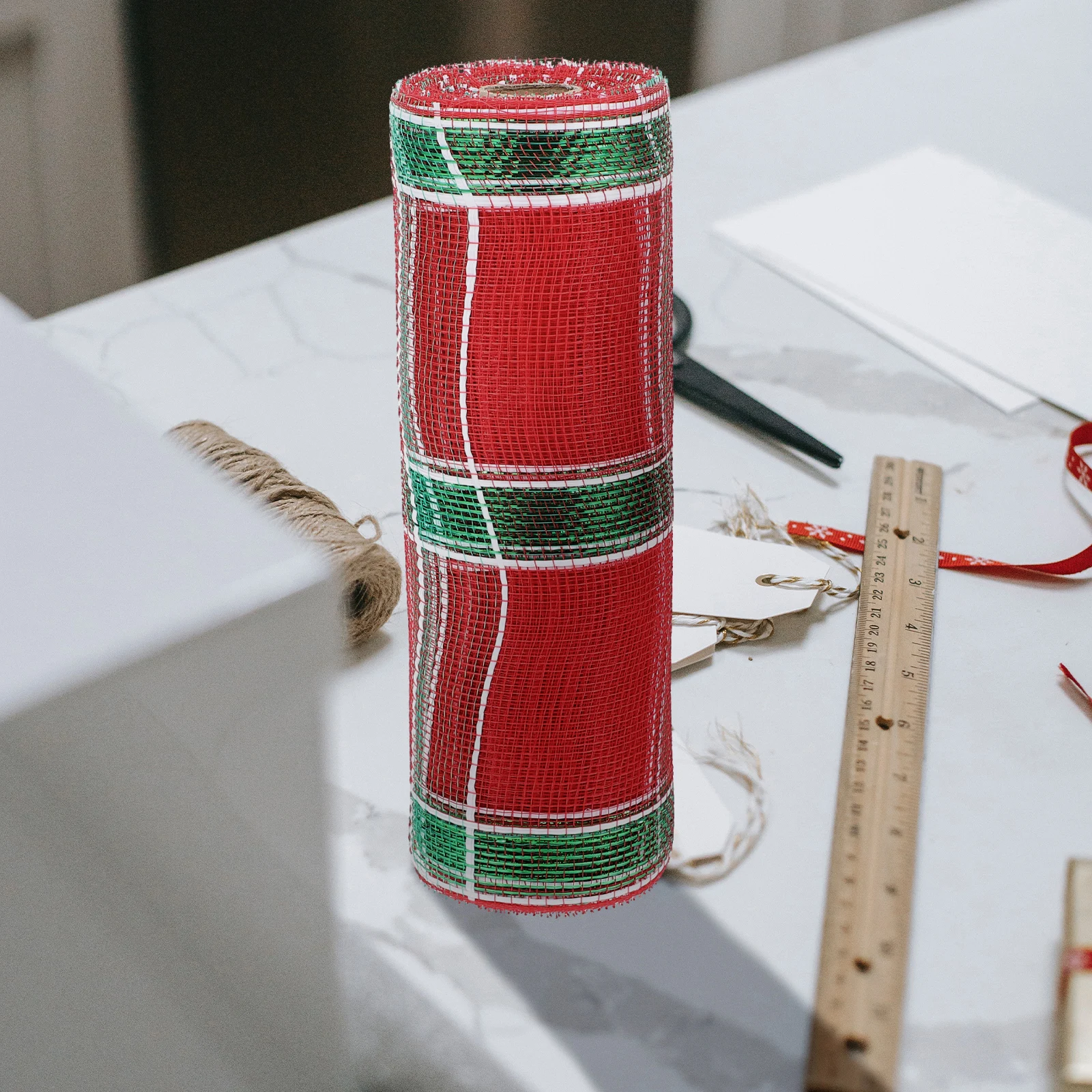 

Decorative Mesh Ribbon 26cm Polyester Ribbons Metallic Foil Christmas Gift Wrapping Ribbon Garland Craft Present