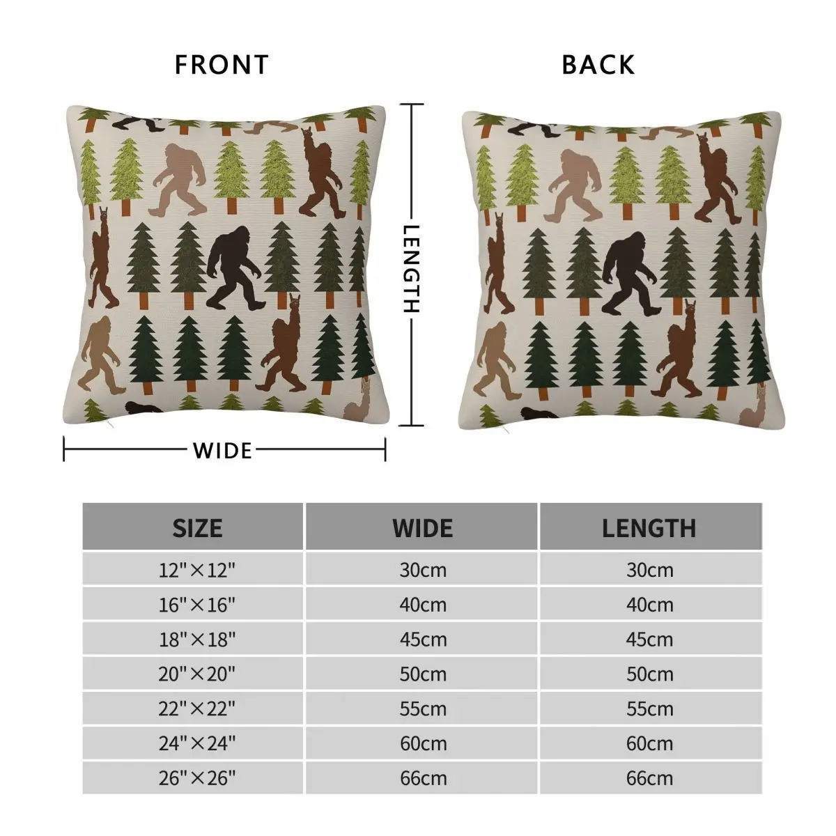 Bigfoot Walking In The Forest Pillowcase Polyester Linen Velvet Creative Zip Decorative Pillow Case Sofa Cushion Cover