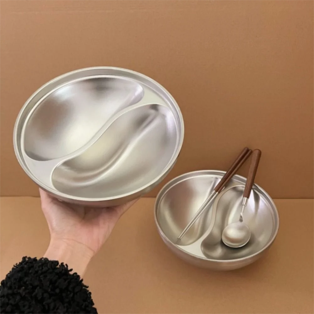 

Double-layer Stainless Steel Bowl with Spoon Anti-scalding Fruit Salad Bowl Multi-functional Flat Bottom Insulated Soup Bowls