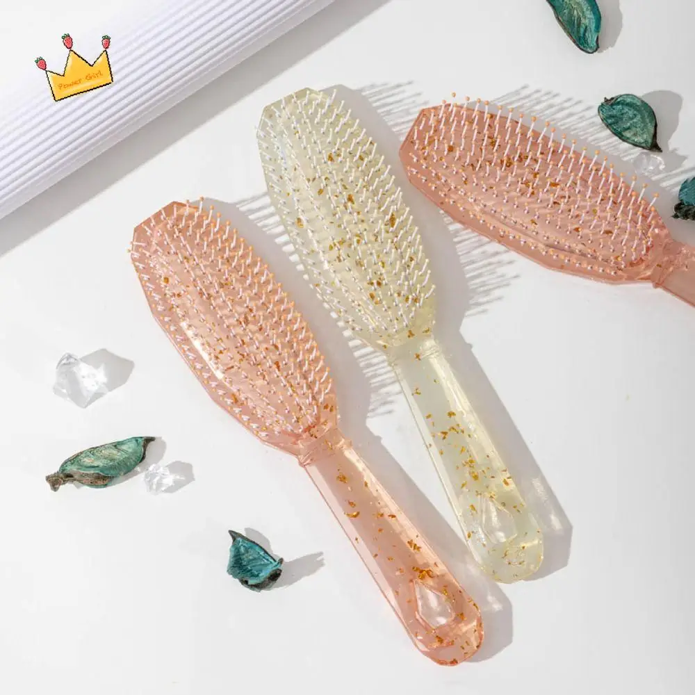 

Straight Plastic Clear Ribs Comb Portable Anti-static Air Cushion Comb Fluffy Styling Anti-knot Meridian Massage Comb Household