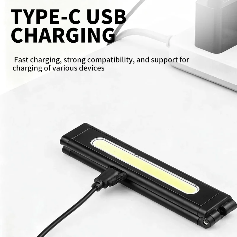 مصباح يدوي LED صغير USB-C قابل لإعادة الشحن مع مسطرة، إضاءة متعددة المصادر، مجموعة أدوات مفك براغي مخفي، ضوء عمل مغناطيسي