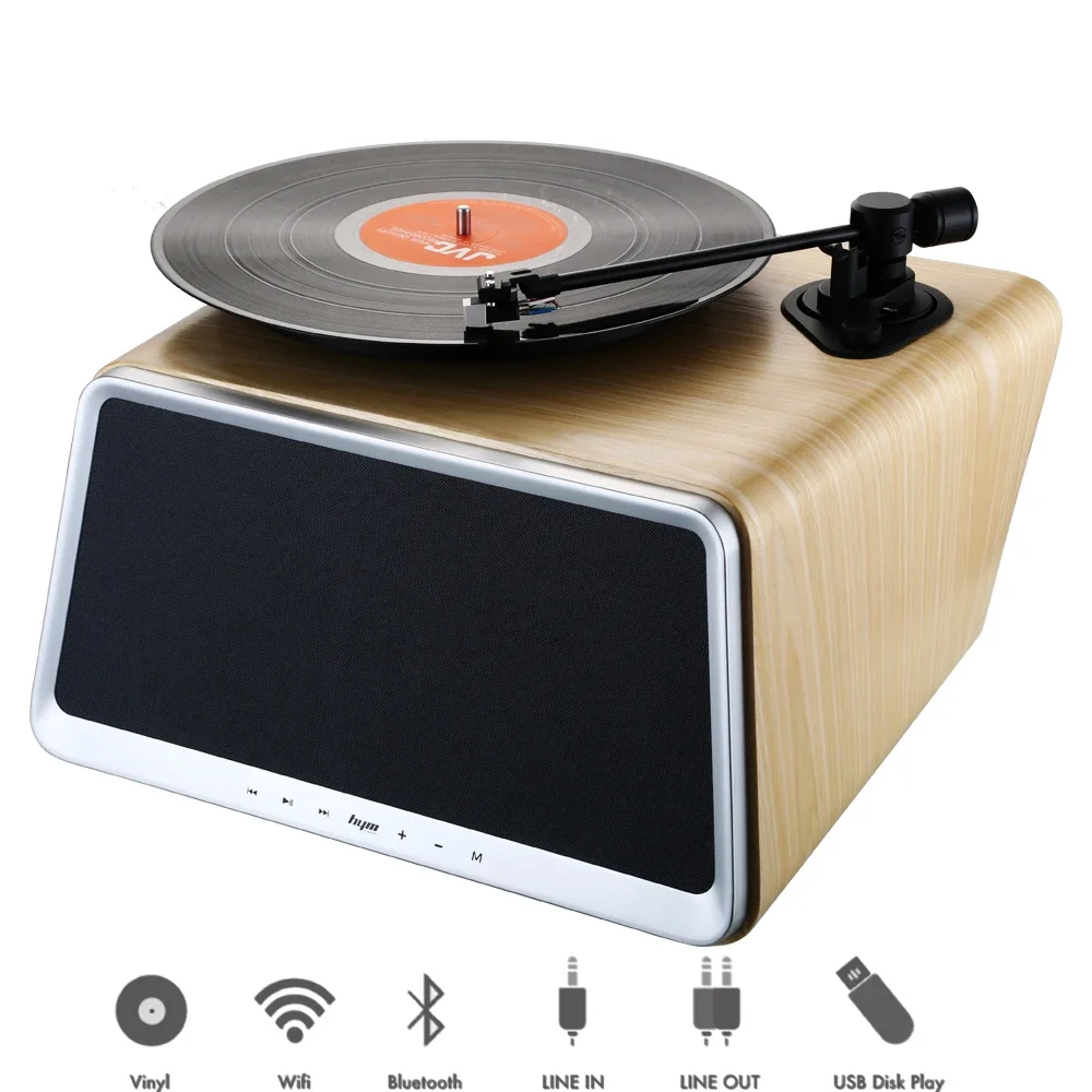 Superior Vinyl Record Player with 80Watt HiFi Full Range Speakers Smart 5-in-1 Stereo Audio Turntable for Vinyl Records Built