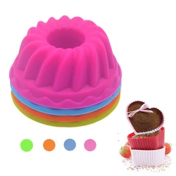 Molde redondo do cozimento do bolo do silicone, Muffin Cup, Cozinha Cozinhar Bakeware, Ferramenta de decoração do bolo DIY, 12 Pcs/Set