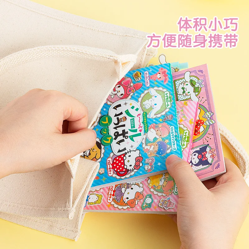 24Pcs Sanrio Hello Kitty Sticker Book Melody Cinnamoroll Card Cartoon Cute Sticker Hand Account Decoration Kids Toys Gifts