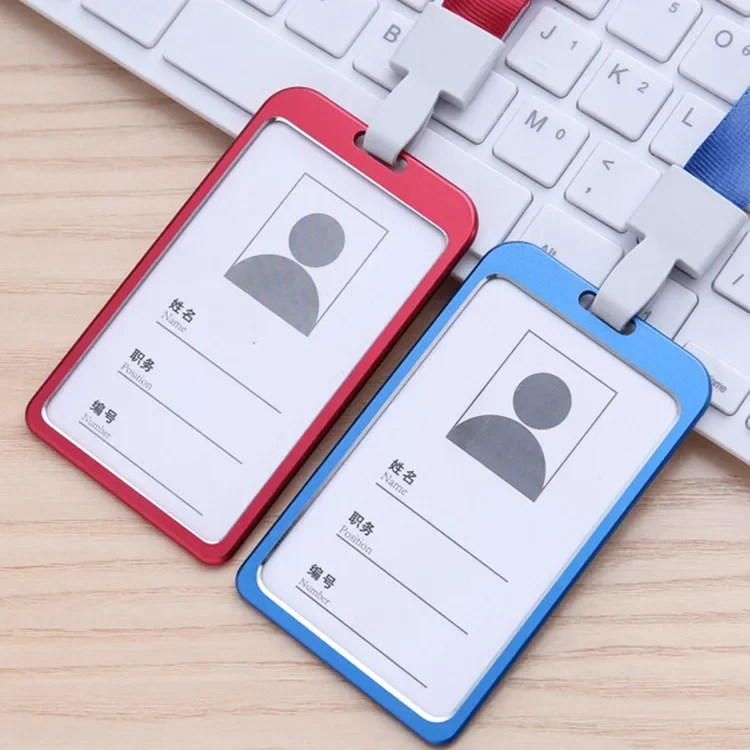 غطاء بطاقة الموضة النساء الحبل سبائك الألومنيوم العمل حامل بطاقة الهوية الأعمال بطاقة العمل معرف شارة حامل أكياس معدنية