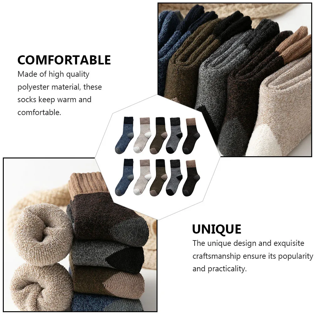 5 أزواج من الجوارب الشتوية للرجال دافئة وسميكة قابلة للتنفس للمشي لمسافات طويلة والرياضة والسفر في الهواء الطلق للجنسين #6