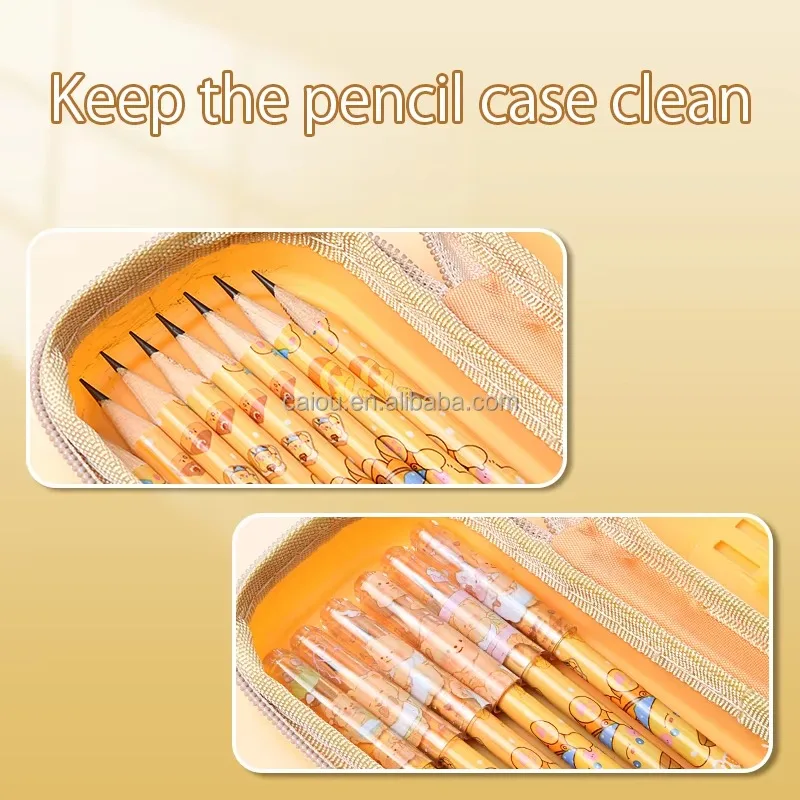 6 Pcs Butter Bear Plastic Pencil Caps, Cartoon Design Pencil Puller & Extender, Pencil Sleeve & Nib Protector for School & Offic