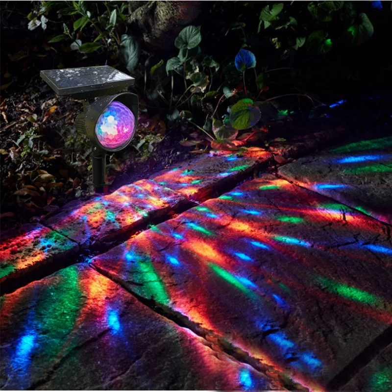 Lámpara de proyección Solar para exteriores, bola mágica de cristal giratoria RGB, luz de escenario para discoteca, césped al aire libre, luz LED de Color para paisaje