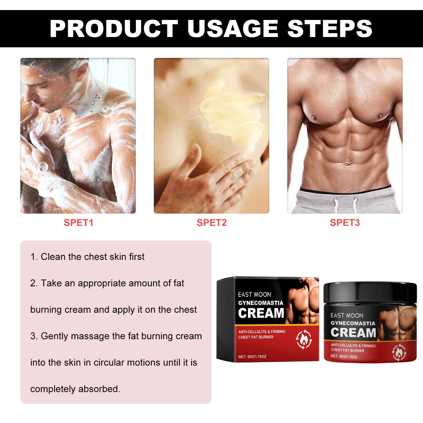 Men\'s Chest Firming Cream Lifting Firming Improve Bust Sagging Rapid Growth Bigger Bust Enhancer Massage Cream Men Skin Care 50g